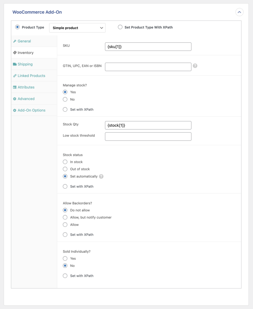 Import WooCommerce Products Inventory Tab WooCommerce Add-On