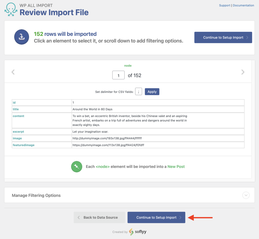 Import WordPress Posts with with Images Review Import File