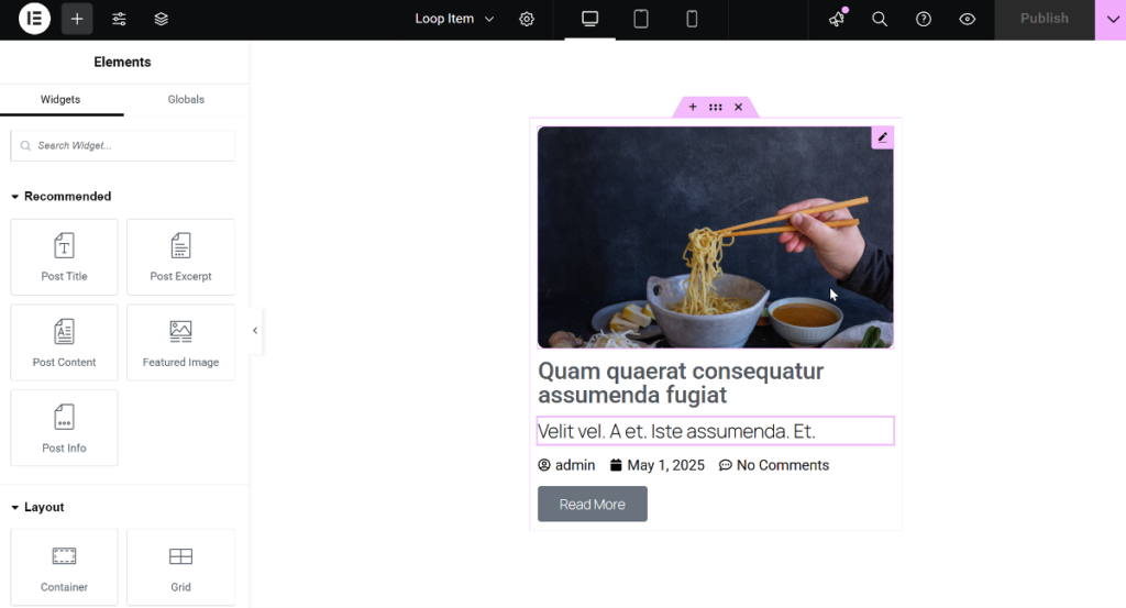 Loop item in Elementor