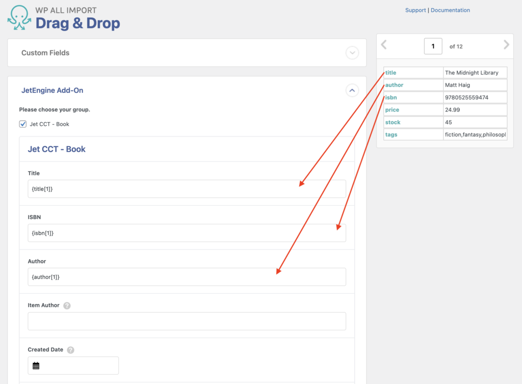 Map Fields into CCT using JetEngine Import Add-On