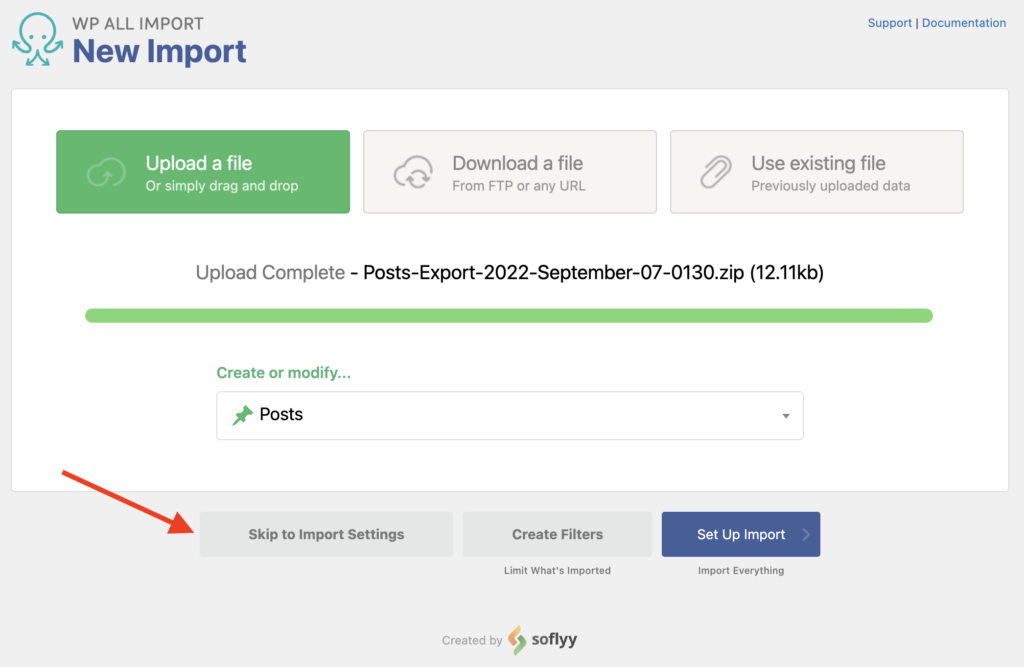 Migrate WooCommerce WordPress Data Skip to Import Settings