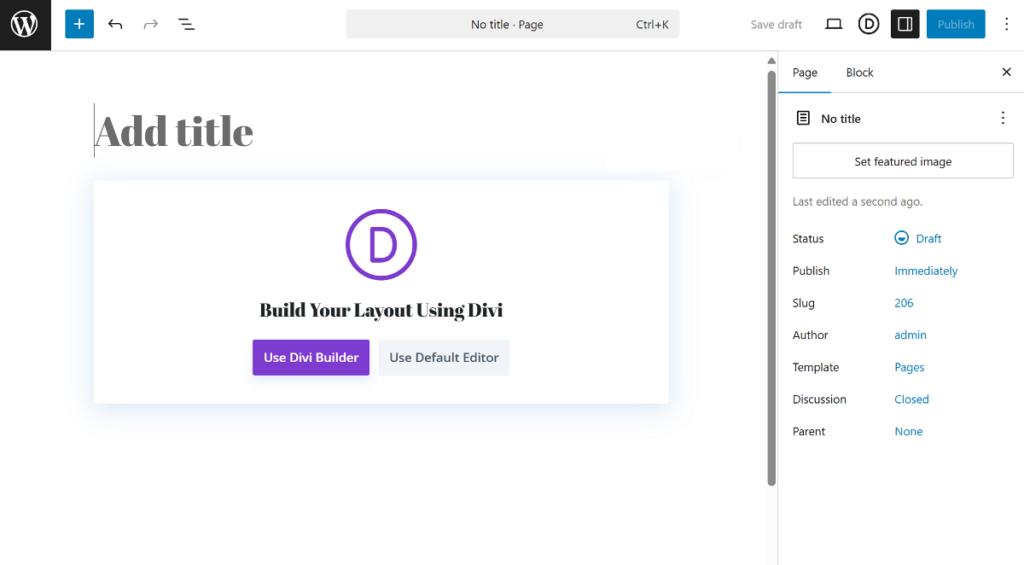 open new page in Divi Builder interface