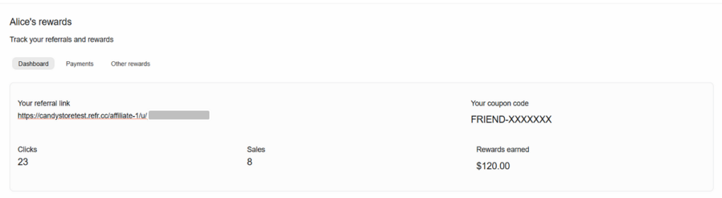 ReferralCandy affiliate portal dashboard