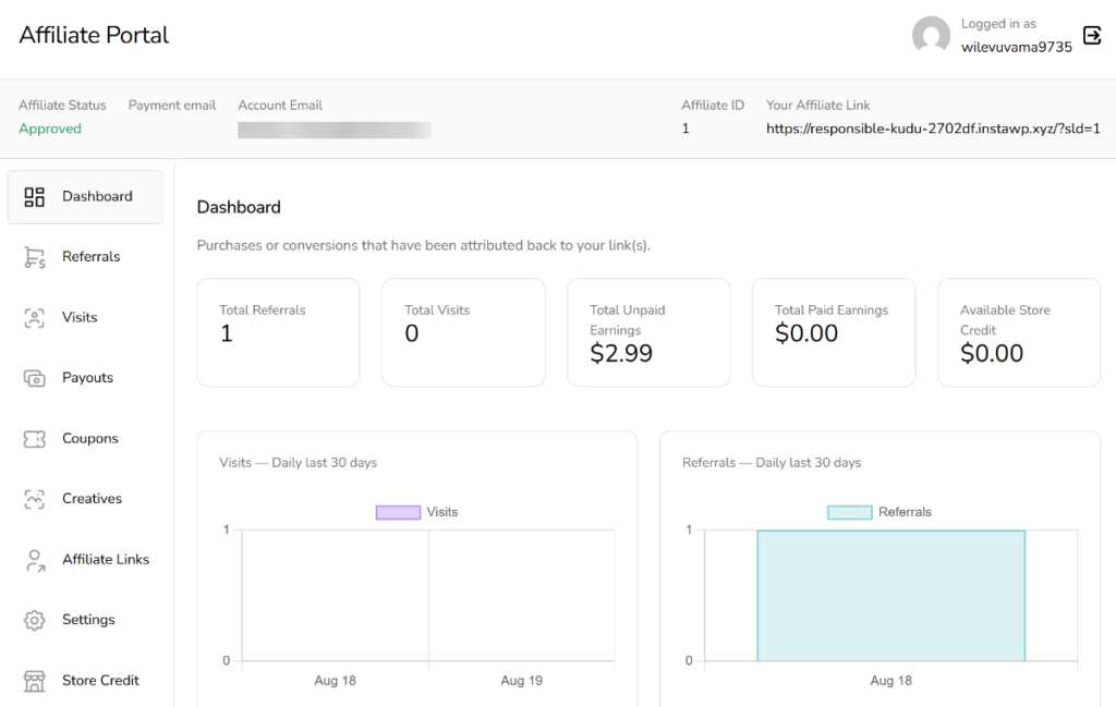 solid affiliate frontend partner dashboard
