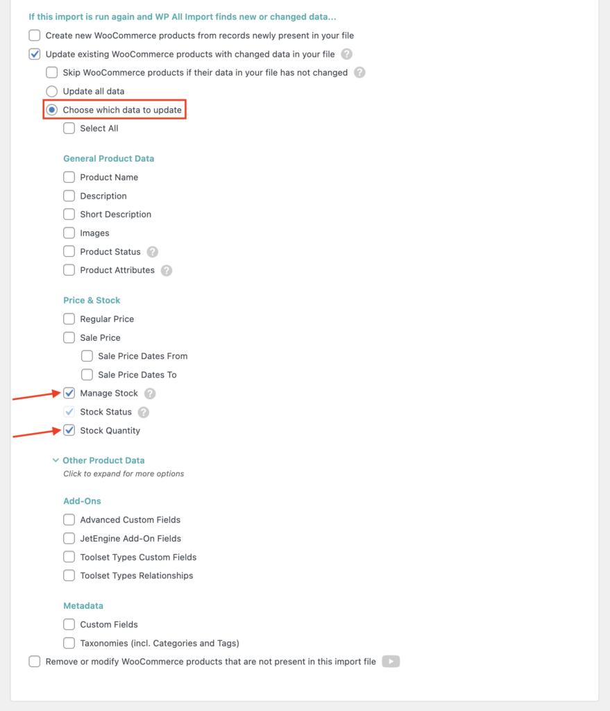 Syncing Stock Levels Define What to Update