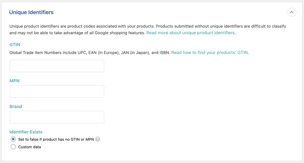 WooCommerce to Google Merchant Center Product Unique Identifiers