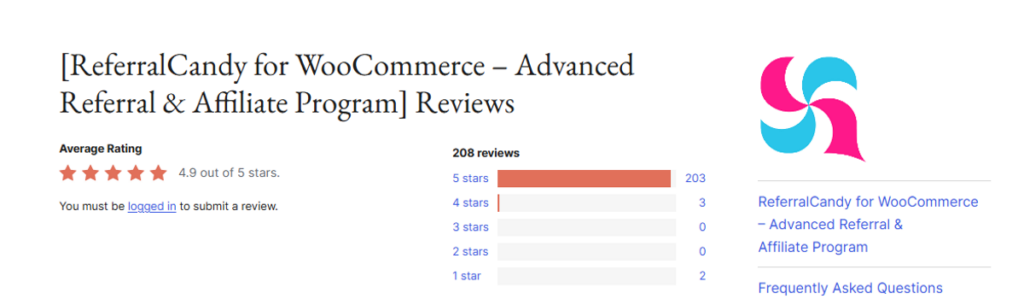 WordPress org reviews for ReferralCandy